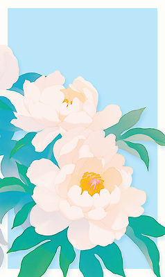 PSD 하늘색 잎 일러스트 봄꽃 사람없음 작약 국내일러스트 식물 꽃 파란색 봄 파일형식