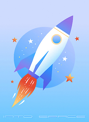 포스터 별 과학 일러스트 사람없음 로켓 원형 발사 우주선 그라데이션 국내일러스트 AI파일 자연요소 도형 우주 파일형식 벡터