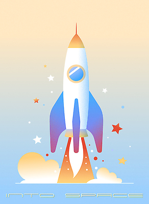포스터 별 과학 일러스트 사람없음 로켓 발사 우주선 그라데이션 국내일러스트 AI파일 자연요소 우주 파일형식 벡터
