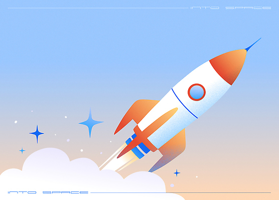 포스터 과학 일러스트 사람없음 반짝임 로켓 발사 우주선 그라데이션 국내일러스트 AI파일 모션 우주 파일형식 벡터