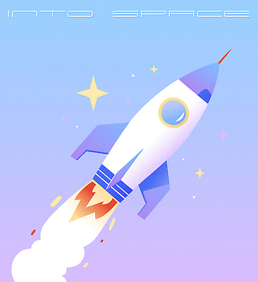 포스터 과학 일러스트 사람없음 반짝임 로켓 발사 우주선 그라데이션 국내일러스트 AI파일 모션 우주 파일형식 벡터