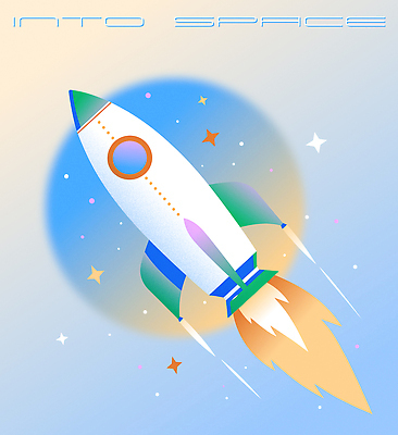 포스터 과학 일러스트 사람없음 반짝임 로켓 원형 발사 우주선 그라데이션 국내일러스트 AI파일 도형 모션 우주 파일형식 벡터