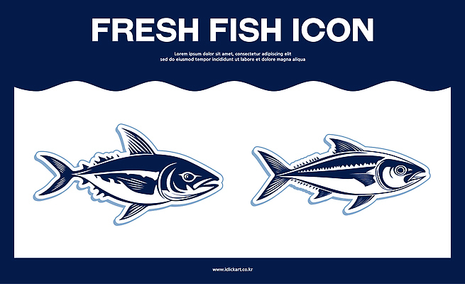 아이콘 물결 사람없음 세트 남색 참치 심볼 심볼아이콘 2D아이콘 AI파일 컬러 어류 파일형식 벡터