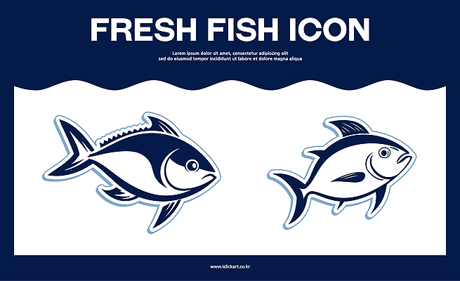아이콘 물결 사람없음 세트 남색 참치 심볼 심볼아이콘 2D아이콘 AI파일 컬러 어류 파일형식 벡터