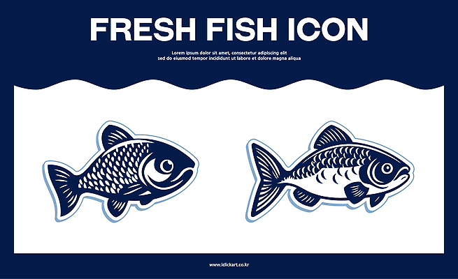 아이콘 물결 사람없음 세트 남색 심볼 심볼아이콘 잉어 2D아이콘 AI파일 컬러 어류 파일형식 벡터