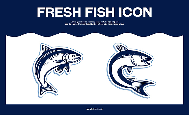 아이콘 물결 사람없음 세트 남색 심볼 심볼아이콘 연어 2D아이콘 AI파일 컬러 어류 파일형식 벡터