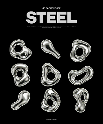 도형 PSD 편집이미지 추상 사람없음 세트 금속 검은색 철 엘리먼트 편집3D 컬러 무늬 재질 3D 파일형식