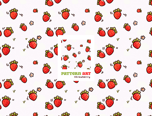 PSD 분홍색 백그라운드 잎 패턴 일러스트 딸기 사람없음 빨간색 폴라로이드사진 딸기꽃 국내일러스트 식물 꽃 컬러 무늬 과일 폴라로이드 파일형식