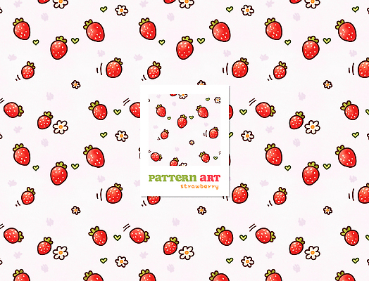 PSD 분홍색 백그라운드 잎 패턴 일러스트 딸기 사람없음 빨간색 폴라로이드사진 딸기꽃 국내일러스트 식물 꽃 컬러 무늬 과일 폴라로이드 파일형식