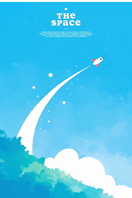 PSD 구름 별 일러스트 하늘 산 사람없음 파란색 로켓 발사 우주선 국내일러스트 자연요소 컬러 우주 파일형식