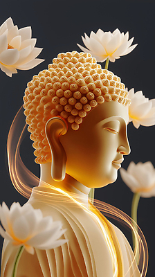JPG 편집이미지 불교 상반신 사람없음 빛 눈감음 부처님오신날 웨이브 부처님상 연꽃차 황금불상 편집실사 AI포토 AI콘텐츠 기념일 종교 모션 불상 CG 부처 꽃차 파일형식