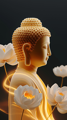 JPG 편집이미지 불교 상반신 사람없음 빛 눈감음 부처님오신날 웨이브 부처님상 연꽃차 황금불상 편집실사 AI포토 AI콘텐츠 기념일 종교 모션 불상 CG 부처 꽃차 파일형식