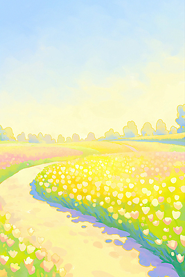 JPG 나무 꽃밭 일러스트 하늘 사람없음 햇빛 봄풍경 튤립 화사함 꽃길 화창 국내일러스트 AI일러스트 AI콘텐츠 식물 꽃 길 컨셉 날씨 풍경 태양 봄 파일형식