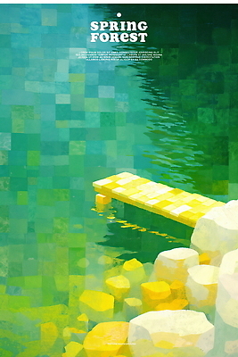 PSD 호수 일러스트 자연 사람없음 초록색 항구 봄풍경 바위 숲속 감성 나무다리 싱그러움 국내일러스트 컬러 컨셉 교통시설 풍경 봄 돌_바위 다리_건축물 숲 생태계 파일형식