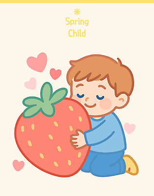 전신 남자 어린이 분홍색 일러스트 안기 딸기 한명 소년 귀여움 눈감음 봄 하트 소년한명만 아기자기 국내일러스트 일러캐릭터 AI파일 모양 캐릭터 1 계절 컬러 컨셉 과일 모션 사람 남자한명만 소년만 파일형식 벡터