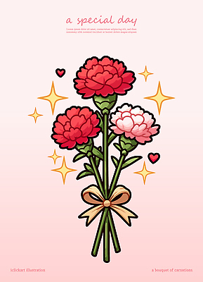 리본 분홍색 꽃다발 일러스트 사람없음 하트 어버이날 스승의날 카네이션 감사 가정의달 국내일러스트 AI파일 모양 기념일 꽃 감정 컬러 5월 파일형식 벡터