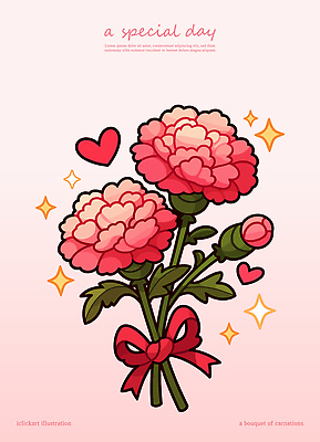 리본 분홍색 꽃다발 일러스트 사람없음 하트 어버이날 스승의날 카네이션 꽃봉오리 감사 가정의달 국내일러스트 AI파일 모양 기념일 꽃 감정 컬러 5월 파일형식 벡터