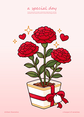 리본 화분 분홍색 일러스트 사람없음 하트 어버이날 스승의날 카네이션 감사 가정의달 네임텍 국내일러스트 AI파일 모양 기념일 꽃 감정 컬러 5월 파일형식 벡터
