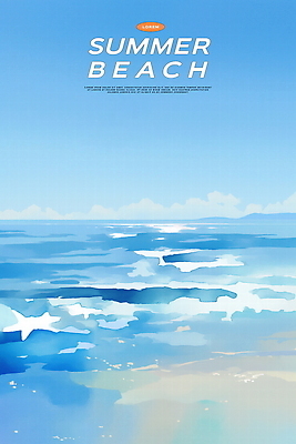 PSD 구름 파도 일러스트 자연 휴가 수채화 사람없음 파란색 여름풍경 시원함 수평선 청량 국내일러스트 자연요소 바다 컬러 풍경 생태계 파일형식 여름_계절