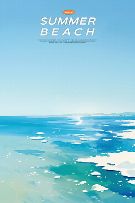 PSD 파도 일러스트 자연 수채화 사람없음 파란색 여름풍경 시원함 윤슬 청량 국내일러스트 물결 바다 컬러 풍경 생태계 파일형식 여름_계절