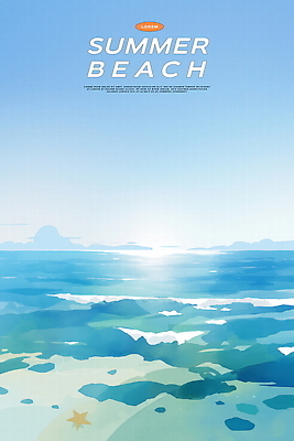 PSD 구름 파도 일러스트 자연 하늘 수채화 해변 사람없음 파란색 여름풍경 시원함 불가능 수평선 청량 국내일러스트 자연요소 바다 컬러 풍경 생태계 파일형식 여름_계절