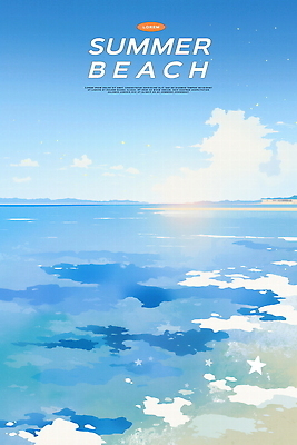 PSD 구름 물결 파도 일러스트 자연 하늘 수채화 해변 사람없음 파란색 여름풍경 시원함 청량 국내일러스트 자연요소 바다 컬러 풍경 생태계 파일형식 여름_계절