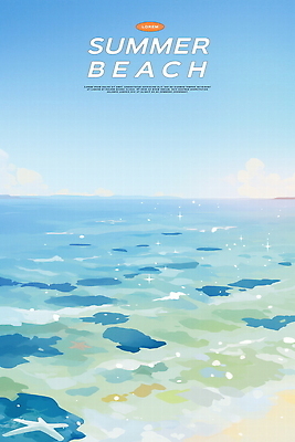 PSD 구름 파도 일러스트 자연 하늘 수채화 해변 사람없음 파란색 반짝임 맑음 여름풍경 시원함 수평선 윤슬 청량 국내일러스트 자연요소 물결 바다 컬러 모션 날씨 풍경 생태계 파일형식 여름_계절