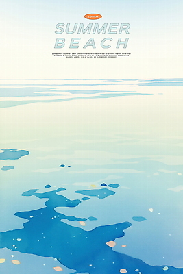 PSD 바다 하늘색 일러스트 자연 수채화 사람없음 햇빛 맑음 여름풍경 산호초 시원함 수평선 청량 국내일러스트 날씨 풍경 파란색 태양 수중식물 생태계 파일형식 여름_계절