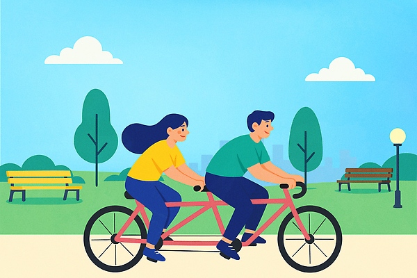 전신 나무 구름 공원 여자 남자 커플라이프 가로등 벤치 데이트 일러스트 하늘 미소 잔디 성인 두명 봄 승차 2인용자전거 성인만 국내일러스트 AI파일 자연요소 식물 라이프스타일 커플 계절 공공시설 의자 모션 표정 사람 자전거 파일형식 벡터