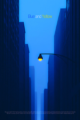 PSD 편집이미지 가로등 하늘 거리 빌딩 사람없음 파란색 빛 노란색 새벽 이미지편집 자연요소 공공시설 컬러 건물 파일형식