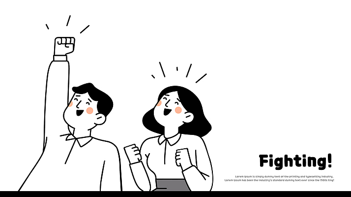 여자 남자 일러스트 응원 미소 정장 상반신 성인 두명 손들기 파이팅 직장인 성인만 국내일러스트 AI파일 직업 옷 모션 표정 사람 파일형식 벡터