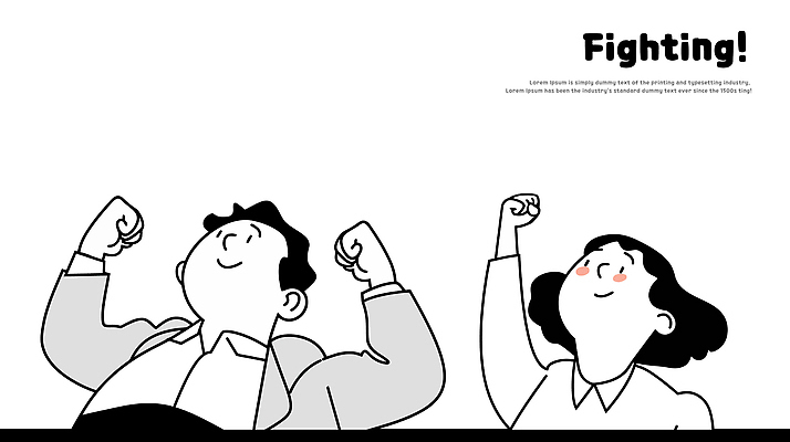 여자 남자 일러스트 응원 미소 정장 상반신 성인 두명 손들기 파이팅 직장인 성인만 국내일러스트 AI파일 직업 옷 모션 표정 사람 파일형식 벡터