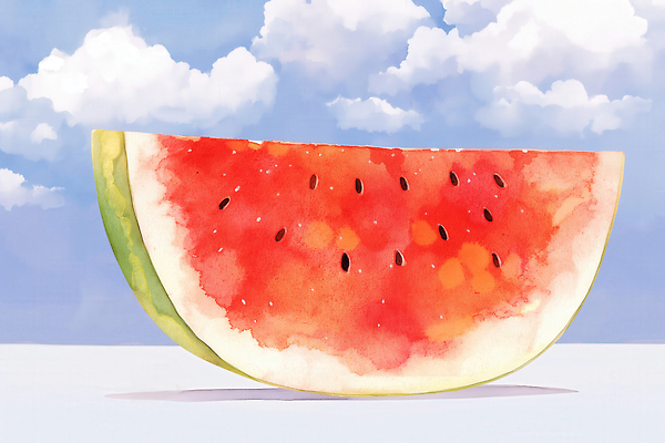 JPG 구름 일러스트 하늘 단면 수채화 그림자 사람없음 여름 햇빛 큼 수박씨 수박조각 국내일러스트 AI일러스트 AI콘텐츠 자연요소 계절 조각 수박 씨앗 태양 크기 파일형식