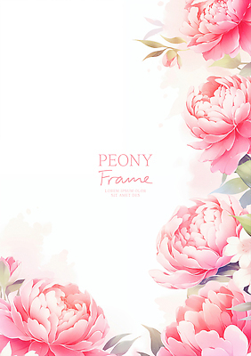 PSD 분홍색 잎 일러스트 봄꽃 수채화 사람없음 작약 국내일러스트 식물 꽃 컬러 봄 파일형식