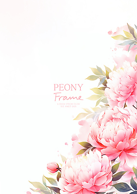 PSD 분홍색 잎 일러스트 봄꽃 수채화 사람없음 작약 국내일러스트 식물 꽃 컬러 봄 파일형식