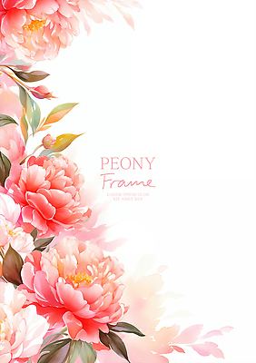 PSD 분홍색 잎 일러스트 봄꽃 수채화 사람없음 작약 국내일러스트 식물 꽃 컬러 봄 파일형식