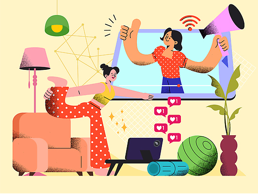 전신 여자 화분 잎 일러스트 요가 집안 들기 상반신 성인 두명 여름 반짝임 소파 태블릿 강사 확성기 스탠드 짐볼 와이파이 따봉 선활자세 폼롤러 좋음 성인여자만 홈트레이닝 국내일러스트 AI파일 식물 직업 웰빙 계절 컨셉 의자 모션 조명 실내 사람 전자제품 스마트기기 운동 요가자세 최고 무선인터넷 여자만 성인만 파일형식 벡터