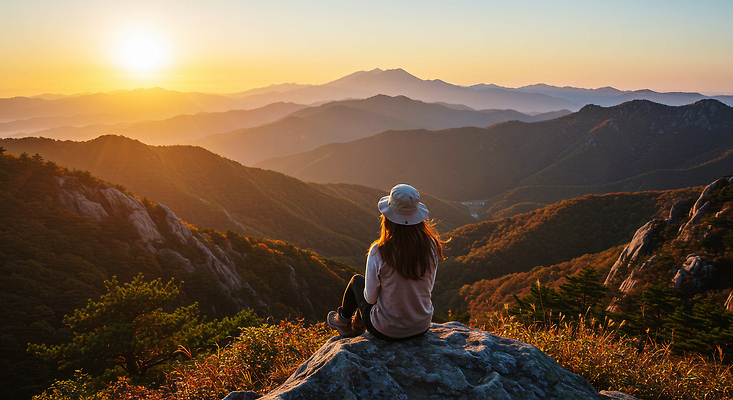 JPG 전신 편집이미지 여자 행복 여유 해외여행 자연 한명 앉기 성인 뒷모습 햇빛 일출 낭만 바위 감성 챙모자 혼자 성인여자한명만 혼행 경관 산맥 편집실사 AI인물포토 AI콘텐츠 모자_잡화 1 해외 감정 뷰포인트 여행 컨셉 모션 산 사람 풍경 태양 노을 돌_바위 CG 생태계 신조어 약어 여자한명만 성인여자만 파일형식 AI포토
