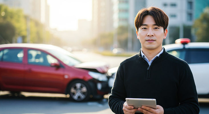 JPG 편집이미지 남자 자동차 한명 들기 상반신 성인 태블릿 햇빛 손상 충돌 자동차사고 찌그러짐 사고현장 자동차보험 의료성형뷰티 성인남자한명만 편집실사 AI인물포토 AI콘텐츠 1 육상교통 컨셉 모션 사람 전자제품 스마트기기 태양 교통사고 사건 CG 보험 남자한명만 성인남자만 파일형식 AI포토