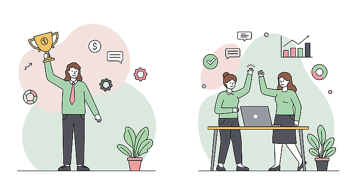 전신 여자 남자 화분 말풍선 잎 일러스트 성공 그래프 대화 들기 성인 세명 노트북 컬러풀 우승 목표 트로피 책상 톱니바퀴 상승 하이파이브 시상 우승자 성인만 국내일러스트 AI파일 식물 컬러 가구 컨셉 모션 말하기 사람 손짓 전자제품 최고 상_우승 파일형식 벡터