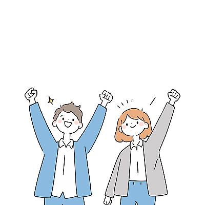 여자 남자 일러스트 비즈니스 응원 직장 미소 웃음 정장 성인 두명 반짝임 손들기 파이팅 만세 비즈니스맨 비즈니스우먼 성인만 국내일러스트 AI파일 옷 회사 모션 표정 사람 직장인 파일형식 벡터