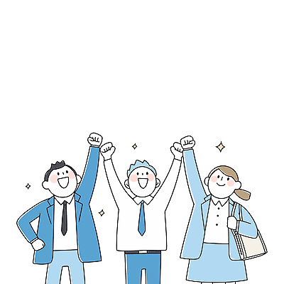 여자 남자 허리손 가방 일러스트 비즈니스 응원 직장 미소 웃음 정장 성인 세명 반짝임 손들기 파이팅 만세 비즈니스맨 비즈니스우먼 성인만 국내일러스트 AI파일 잡화 옷 포즈 회사 모션 표정 사람 직장인 파일형식 벡터