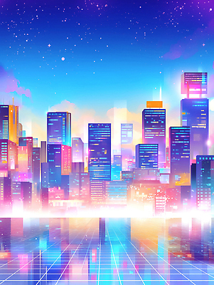 JPG 일러스트 사람없음 빛 도시풍경 컬러풀 노을 고층빌딩 광장 감성 스카이라인 빌딩숲 테크노 몽환 국내일러스트 AI일러스트 AI콘텐츠 자연요소 컬러 컨셉 풍경 빌딩 도시 파일형식