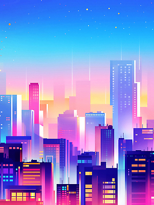 JPG 일러스트 밤하늘 사람없음 빛 도시풍경 컬러풀 노을 고층빌딩 감성 스카이라인 빌딩숲 몽환 국내일러스트 AI일러스트 AI콘텐츠 자연요소 컬러 컨셉 하늘 풍경 빌딩 도시 야간 파일형식
