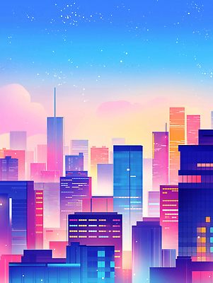 JPG 구름 일러스트 밤하늘 사람없음 빛 도시풍경 컬러풀 노을 고층빌딩 감성 스카이라인 빌딩숲 몽환 국내일러스트 AI일러스트 AI콘텐츠 자연요소 컬러 컨셉 하늘 풍경 빌딩 도시 야간 파일형식