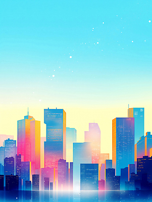 JPG 일러스트 사람없음 빛 강 도시풍경 컬러풀 반사 노을 고층빌딩 감성 스카이라인 빌딩숲 몽환 국내일러스트 AI일러스트 AI콘텐츠 자연요소 컬러 컨셉 풍경 빌딩 도시 파일형식