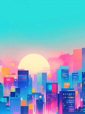 JPG 구름 야경 일러스트 밤하늘 사람없음 빛 도시풍경 컬러풀 고층빌딩 달 감성 스카이라인 빌딩숲 몽환 국내일러스트 AI일러스트 AI콘텐츠 자연요소 컬러 컨셉 하늘 풍경 빌딩 도시 야간 파일형식 풍경_경치