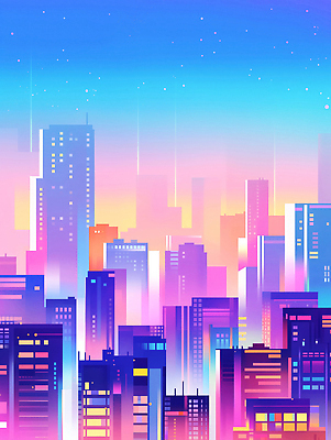 JPG 일러스트 사람없음 빛 도시풍경 컬러풀 노을 고층빌딩 감성 스카이라인 빌딩숲 몽환 국내일러스트 AI일러스트 AI콘텐츠 자연요소 컬러 컨셉 풍경 빌딩 도시 파일형식