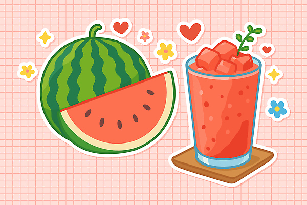꽃 스티커 일러스트 잔 사람없음 빨간색 여름 반짝임 귀여움 하트 시원함 냉음료 수박조각 수박주스 코스터 국내일러스트 AI파일 모양 식물 식기 계절 음료 컬러 조각 컨셉 모션 수박 과일주스 컵받침 파일형식 벡터