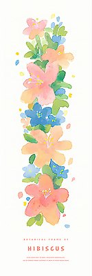 PSD 꽃잎 세로배너 잎 일러스트 열대 사람없음 컬러풀 열대꽃 히비스커스 트로피컬아트 국내일러스트 식물 배너 꽃 컬러 세로 그림 파일형식